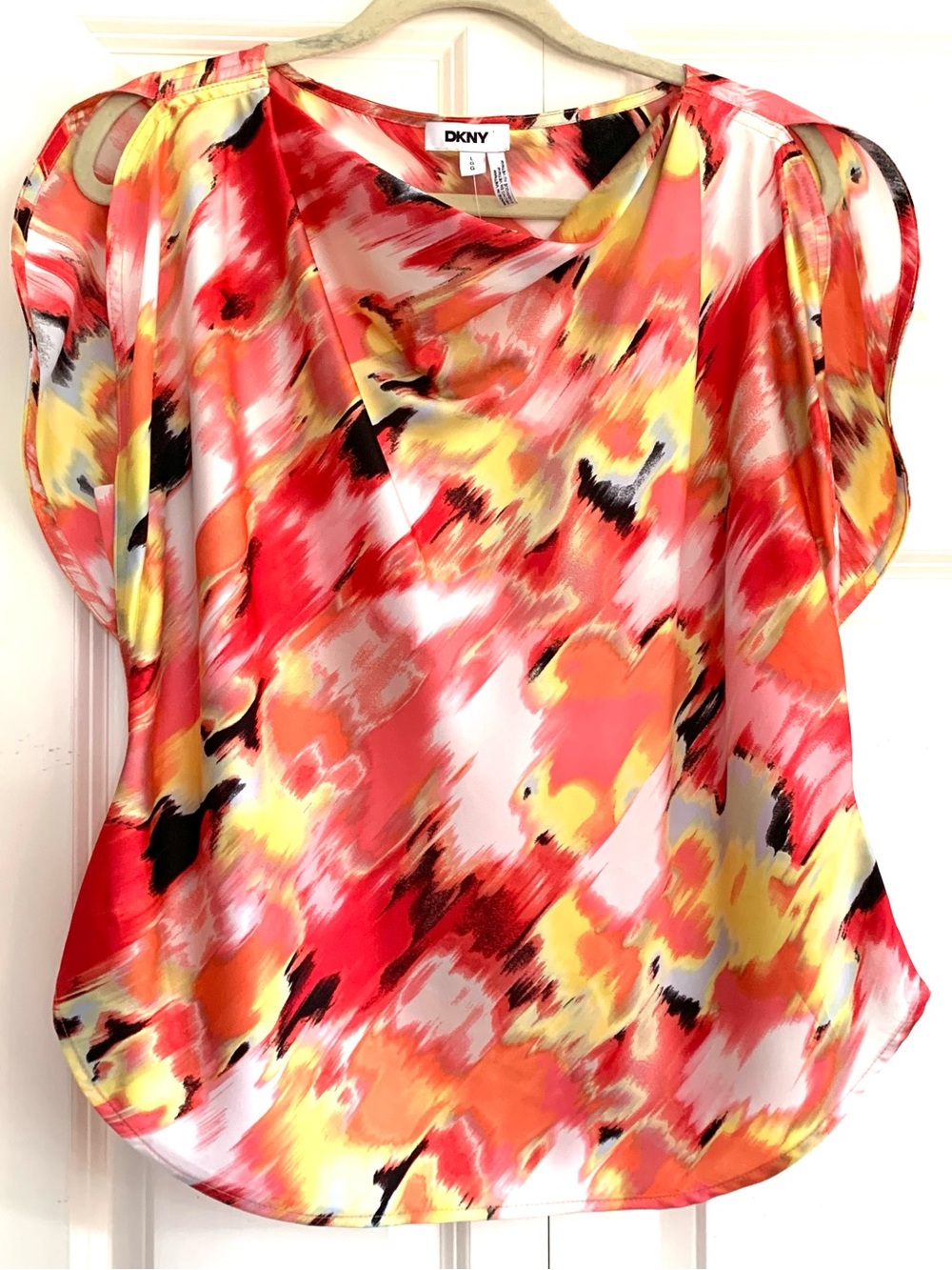 DKNY Abstract Print Cowl Neck Top